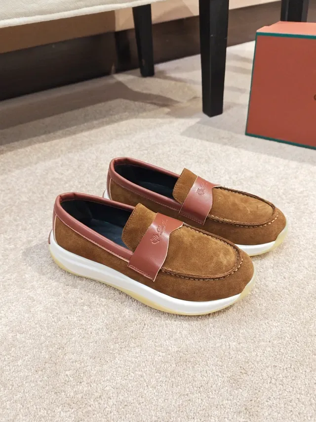 Brown Pink Suede Upper Leather Strap Detail Loafer 4