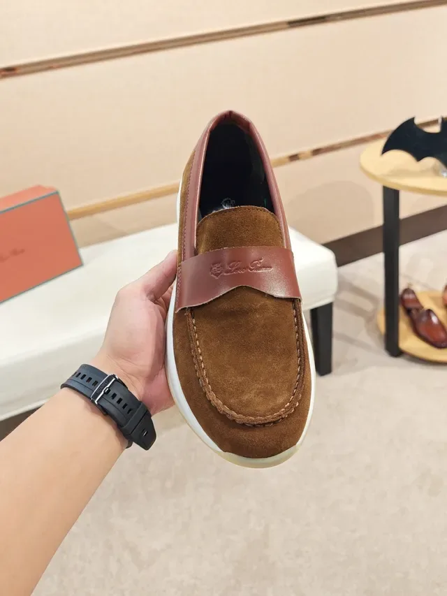 Brown Pink Suede Upper Leather Strap Detail Loafer 5