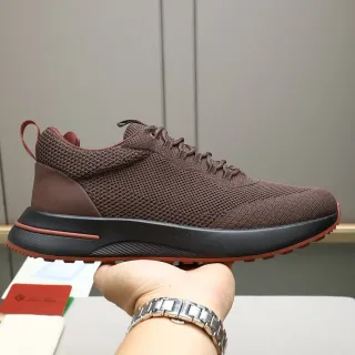 حذاء رياضي upper knit بني أحمر midsole molded أسود