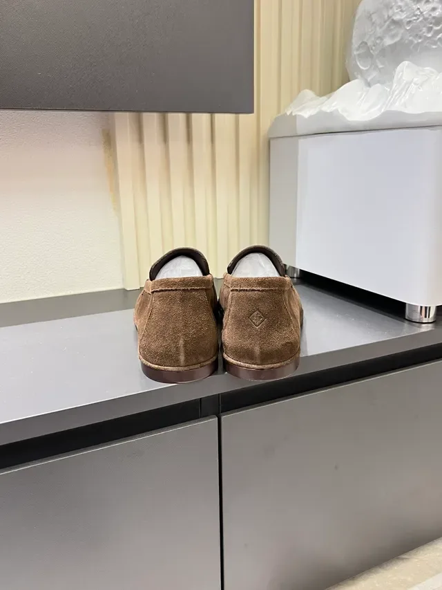 Brown Suede Moc-Toe Slip-On Loafers 2