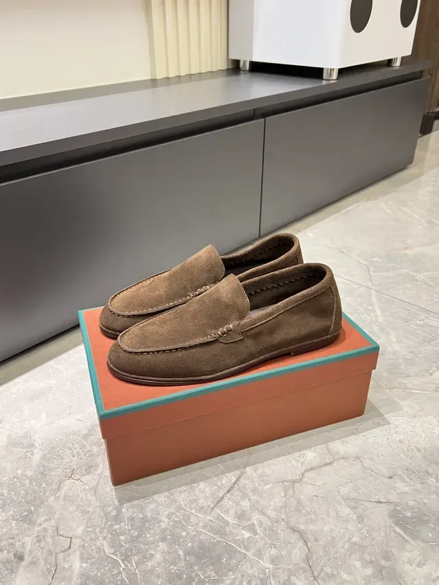 Brown Suede Moc-Toe Slip-On Loafers 4