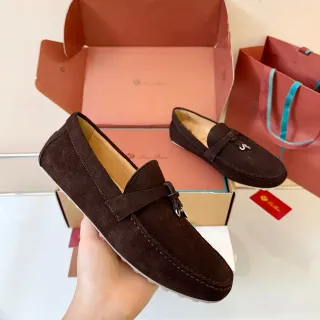 Loafer marrón y blanco de ante con costuras Moccasin-Stitched Vamp