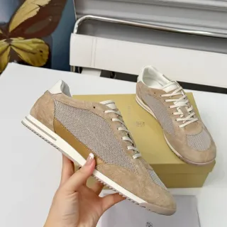 Brunello Cucinelli بيج سويد وميش حذاء أسلوب حياة