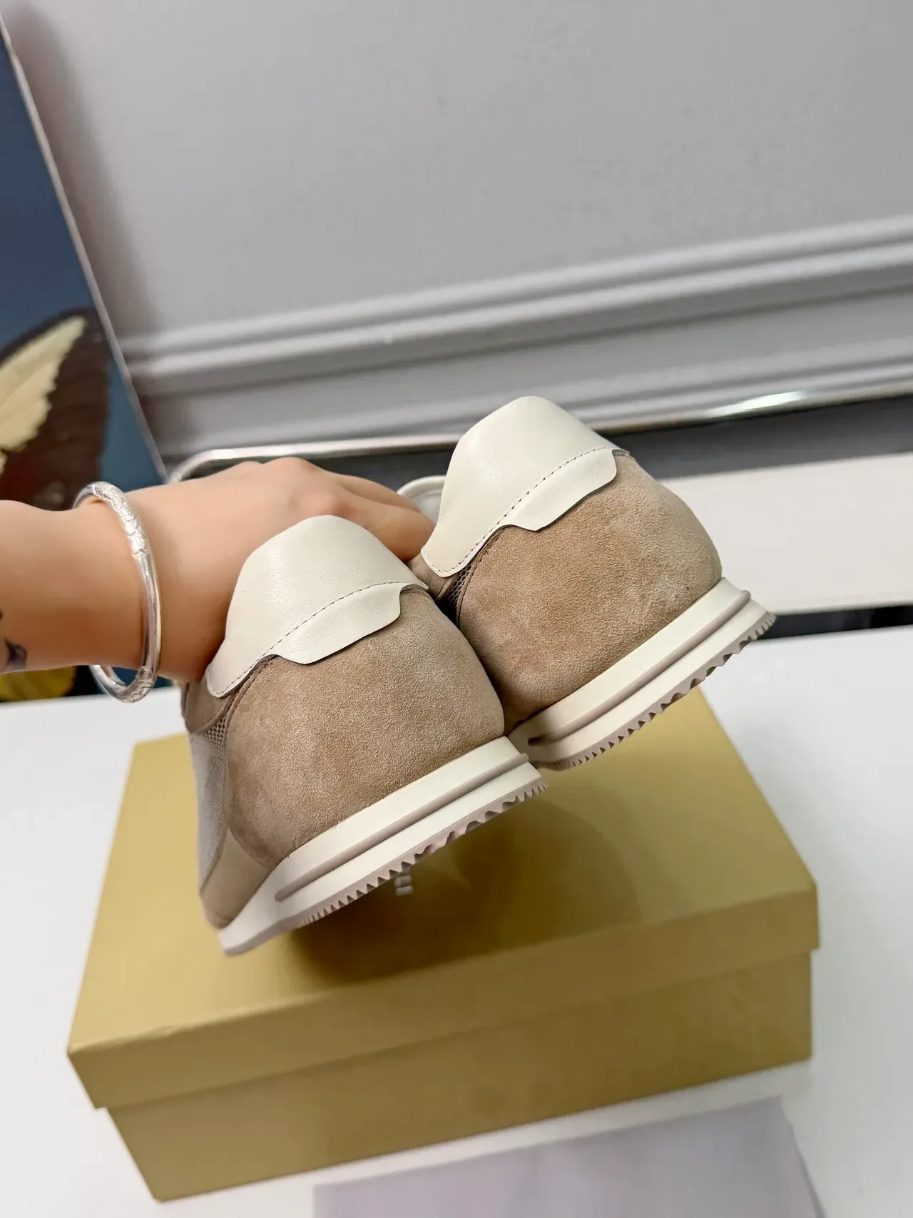 Brunello Cucinelli Beige Suede and Mesh Lifestyle Sneakers 3