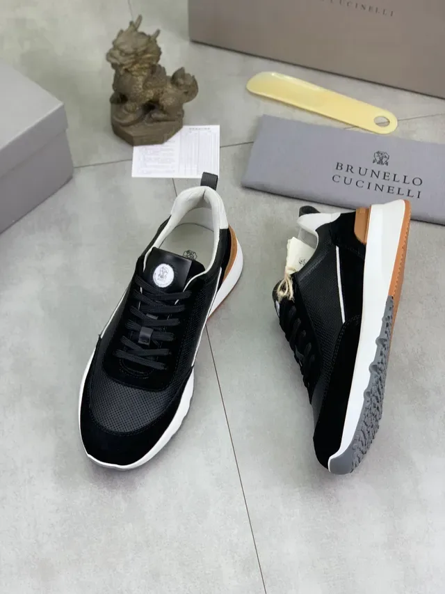 Brunello Cucinelli Black Perforated Suede Lifestyle Sneaker 6