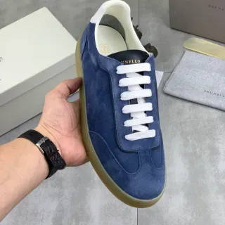 Brunello Cucinelli حذاء رياضي لايف ستايل أزرق بحري سويدي