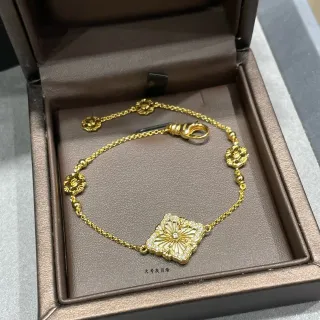 Buccellati Pulsera Cadena Dorada Blanca Motivo Floral