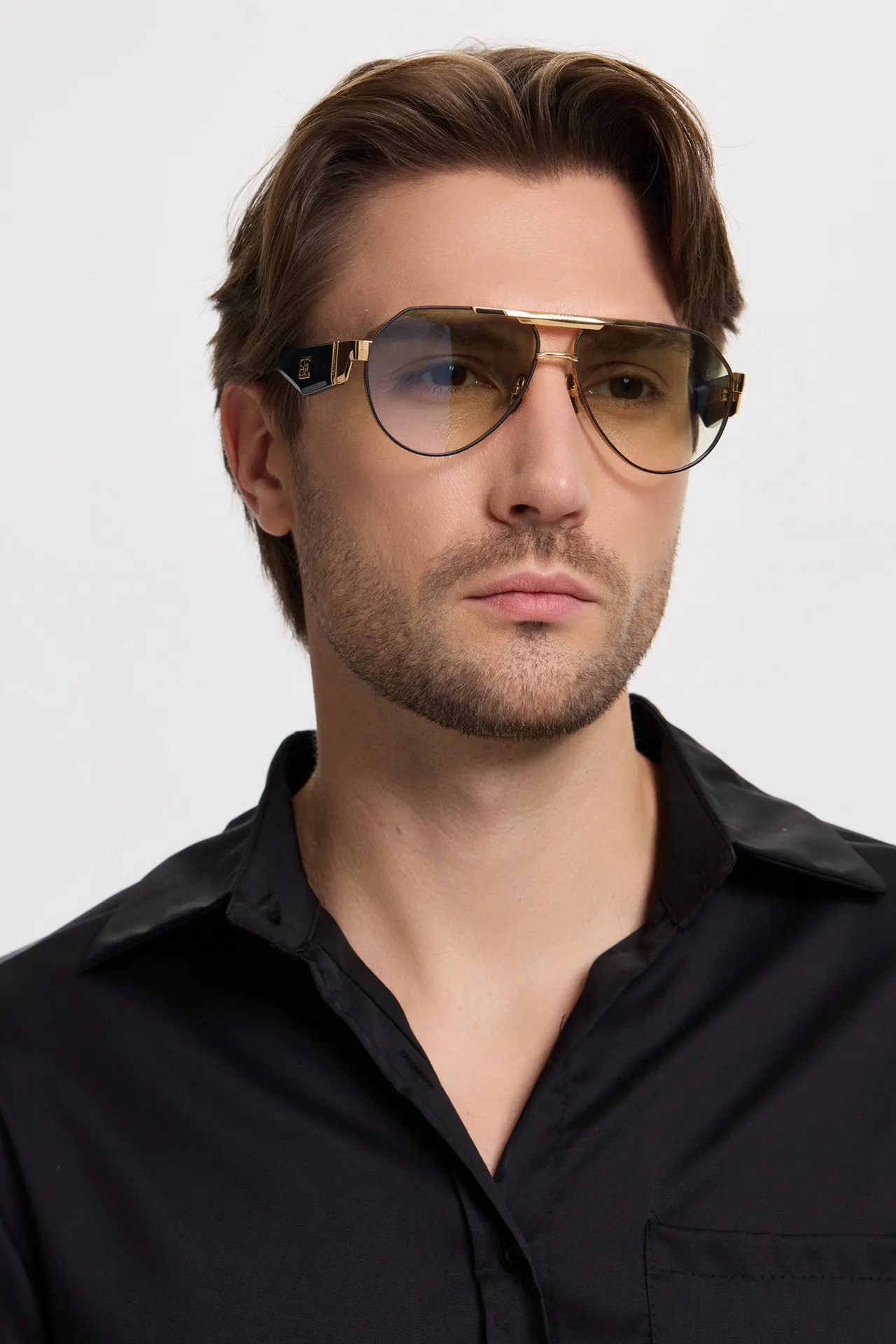 Bugatti Aviator Gold Green Silhouette Metal Frame Sunglasses 6