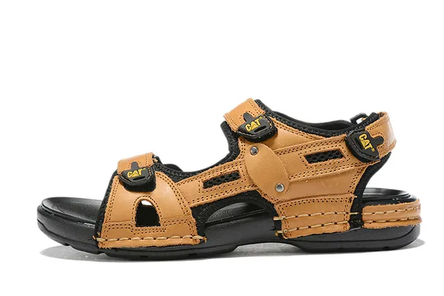 CAT Sandales Casual Brun, Noir, Tan Cuir Supérieur Semelle Caoutchouc 2