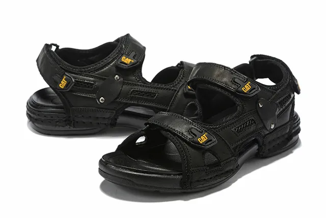 CAT Sandales Casual Brun, Noir, Tan Cuir Supérieur Semelle Caoutchouc 4