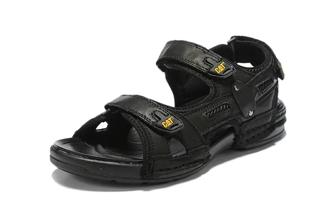 CAT Sandales Casual Brun, Noir, Tan Cuir Supérieur Semelle Caoutchouc 8