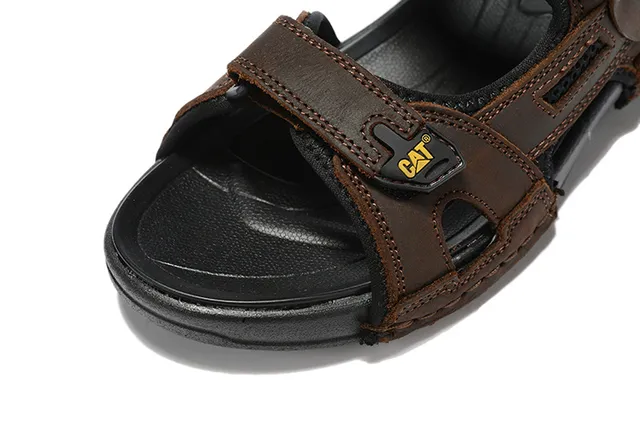 CAT Sandales Casual Brun, Noir, Tan Cuir Supérieur Semelle Caoutchouc 10