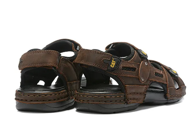 CAT Sandales Casual Brun, Noir, Tan Cuir Supérieur Semelle Caoutchouc 12