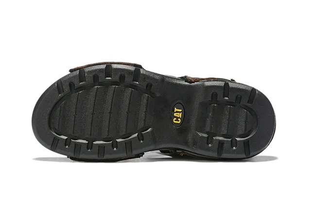 CAT Sandales Casual Brun, Noir, Tan Cuir Supérieur Semelle Caoutchouc 13