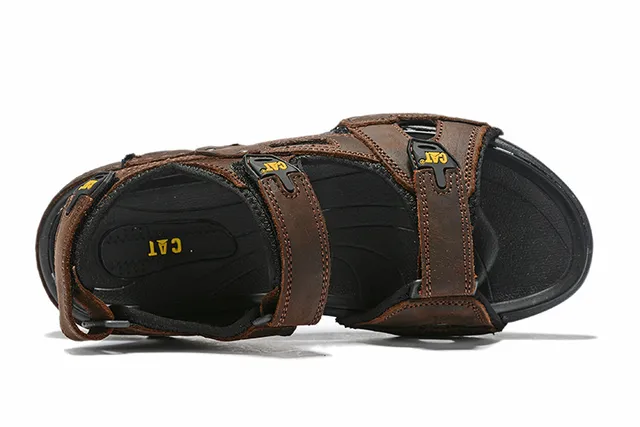 CAT Sandales Casual Brun, Noir, Tan Cuir Supérieur Semelle Caoutchouc 14