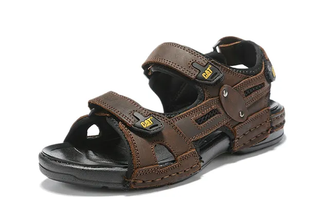 CAT Sandales Casual Brun, Noir, Tan Cuir Supérieur Semelle Caoutchouc 15