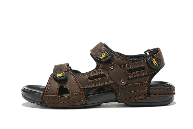 CAT Sandales Casual Brun, Noir, Tan Cuir Supérieur Semelle Caoutchouc 16