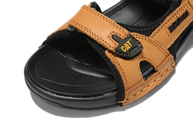 CAT Sandales Casual Brun, Noir, Tan Cuir Supérieur Semelle Caoutchouc 17