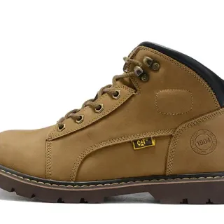 CAT Brown Black Tan Nubuck Upper Padded Collar Work Boots