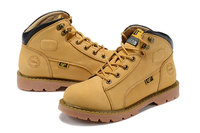 CAT Marron Noir Tan Nubuck Haut Col rembourré Bottes de travail 2