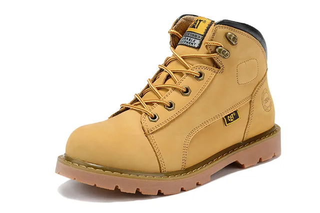 CAT Marron Noir Tan Nubuck Haut Col rembourré Bottes de travail 6