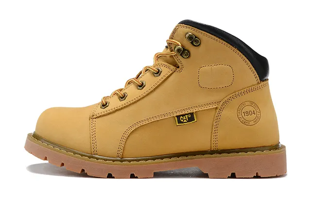 CAT Marron Noir Tan Nubuck Haut Col rembourré Bottes de travail 7