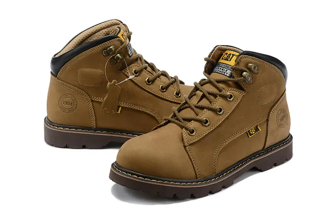 CAT Marron Noir Tan Nubuck Haut Col rembourré Bottes de travail 9