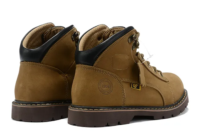 CAT Marron Noir Tan Nubuck Haut Col rembourré Bottes de travail 10