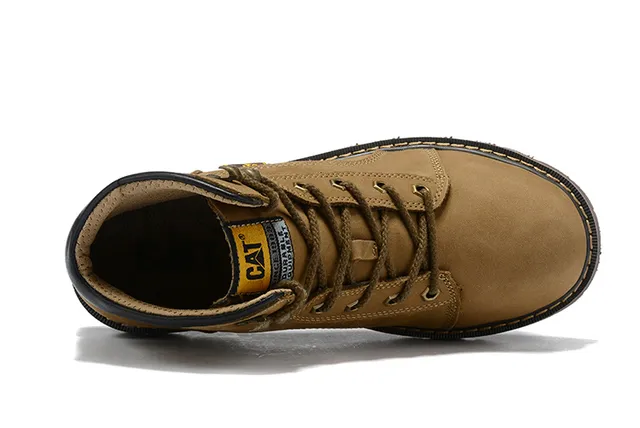 CAT Marron Noir Tan Nubuck Haut Col rembourré Bottes de travail 12