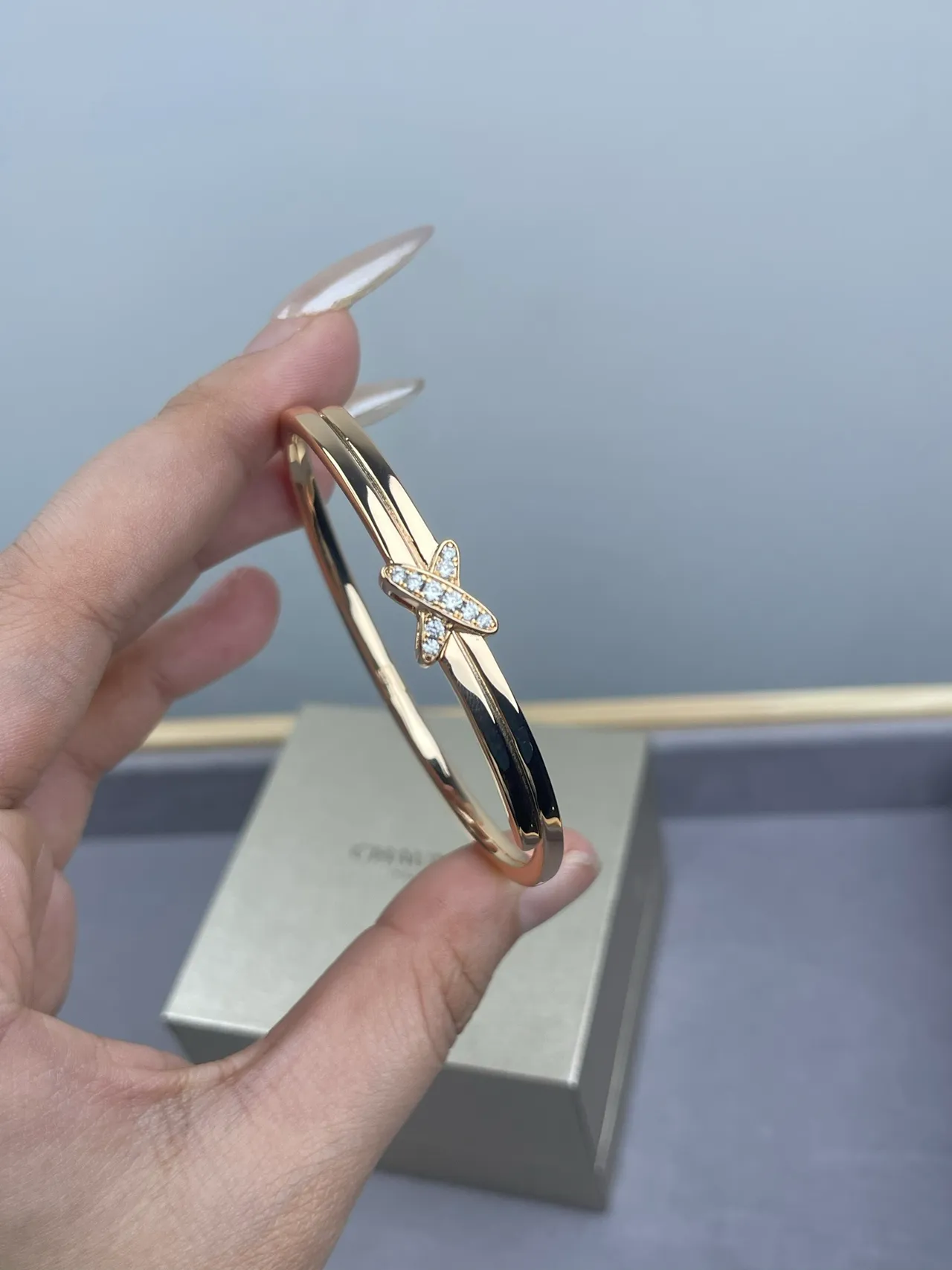 Chaumet Liens X-Motif Pavé Diamond Bangle Bracelets 3