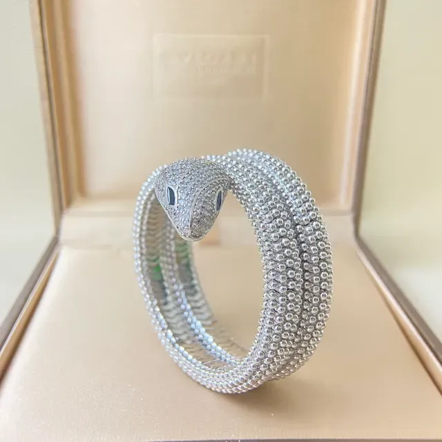 Coiled Snake Pavé Crystal Bangle Bracelet 3