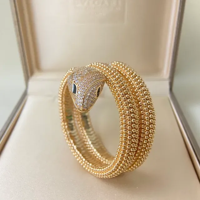 Coiled Snake Pavé Crystal Bangle Bracelet 4