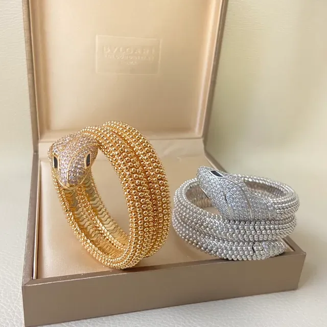 Coiled Snake Pavé Crystal Bangle Bracelet 5