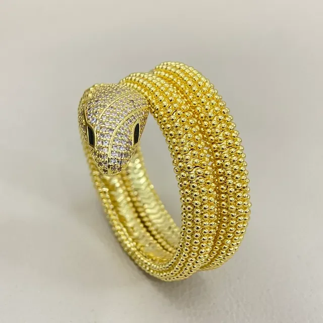 Coiled Snake Pavé Crystal Bangle Bracelet 6