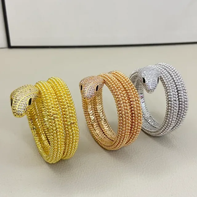 Coiled Snake Pavé Crystal Bangle Bracelet 7