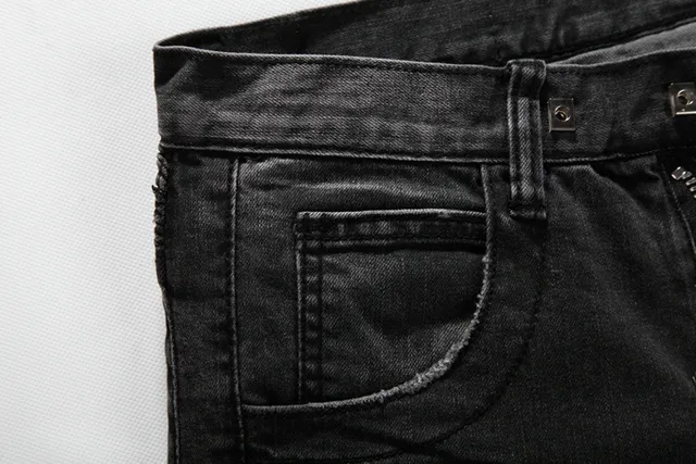 Dark Wash Moto-Style Zippered Knee Panel Jeans 5
