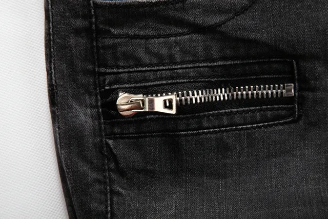 Dark Wash Moto-Style Zippered Knee Panel Jeans 6