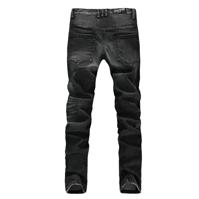 Dark Wash Moto-Style Zippered Knee Panel Jeans 14