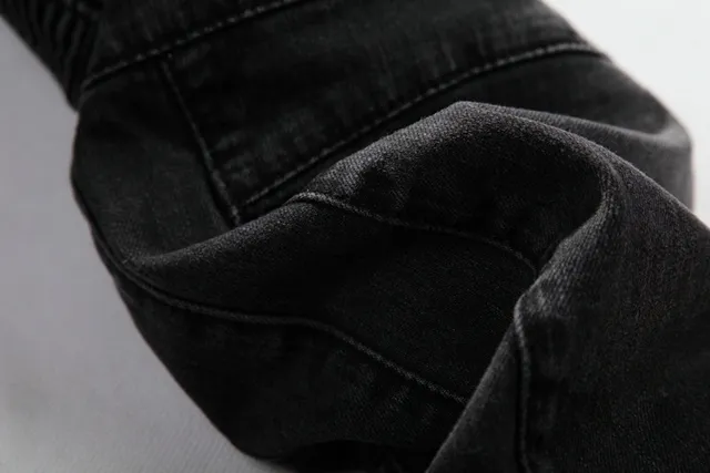 Dark Wash Moto-Style Zippered Knee Panel Jeans 19