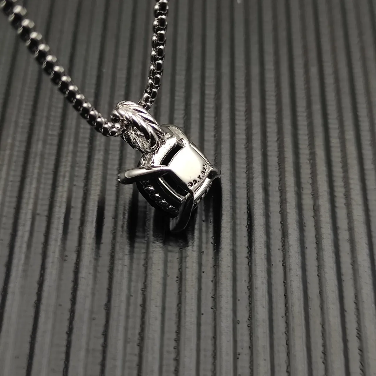 David Yurman Black Faceted Stone Pendant Necklace 9