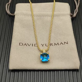 David Yurman Or Bleu Chaîne Box Gémme Coupe Coussin Collier
