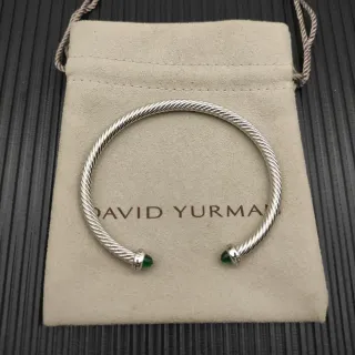 David Yurman Cable Classic Twisted Pulsera Plata y Verde