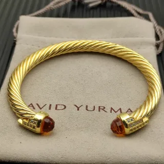David Yurman Cable Classics Pulsera Terminal Gema Torcida Oro Naranja