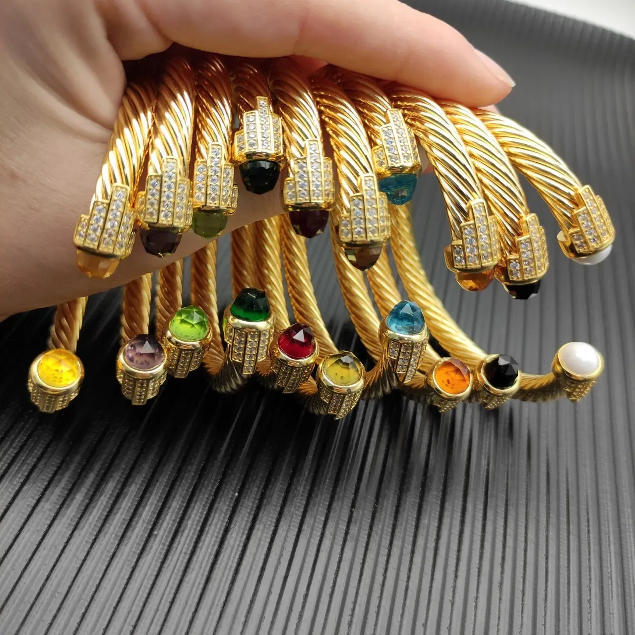 David Yurman Cable Classics Gold Orange Twisted Gemstone-Terminal Bracelet 2