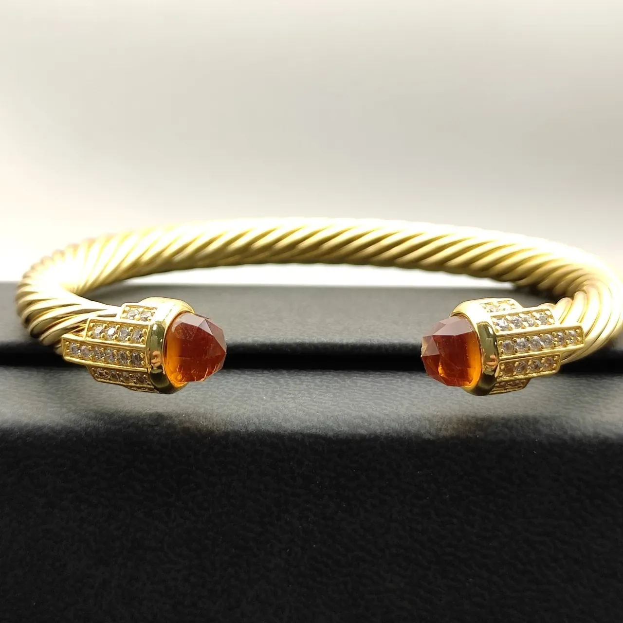 David Yurman Cable Classics Gold Orange Twisted Gemstone-Terminal Bracelet 3