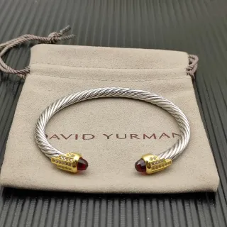 David Yurman Cable Classics سوار معدني فضي ذهبي ملتوي مزدوج اللون