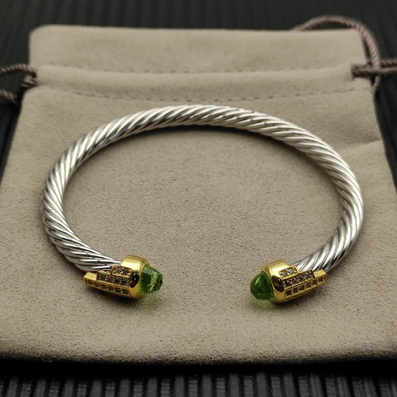 David Yurman Cable Classics Silver Gold Twisted Dual-Tone Metal Bracelet 8