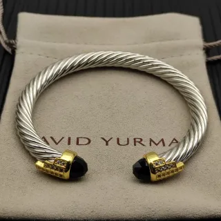 David Yurman Cable Classics Pulsera de metal de dos tonos plateada y dorada trenzada