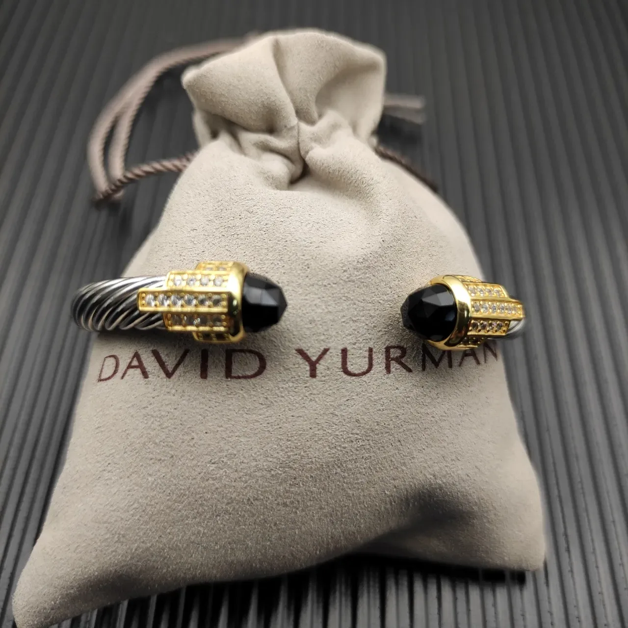 David Yurman Cable Classics Silver Gold Twisted Two-Tone Metal Bracelet 6