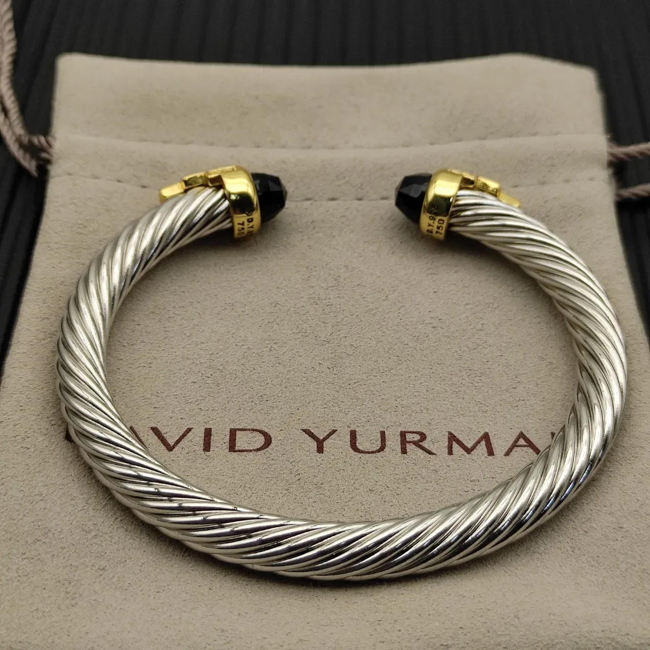 David Yurman Cable Classics Silver Gold Twisted Two-Tone Metal Bracelet 9